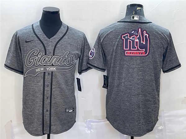 Men's New York Giants Gray Team Big Logo With Patch Cool Base Stitched Baseball Jersey